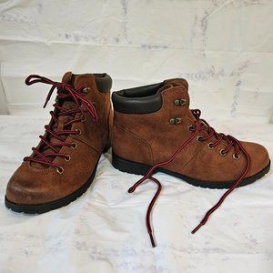 American Eagle Womens Lace Up Boots Brown Suede Style Leather Size 7.5